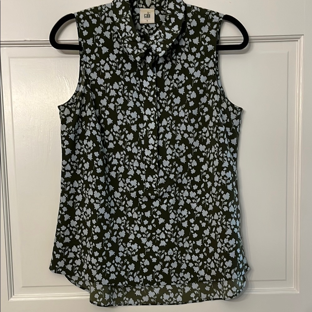 Cabi Women's Green Floral Sleeveless Top